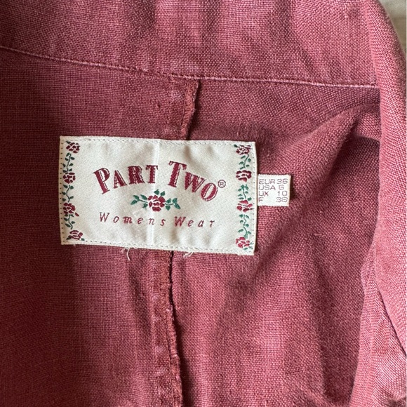 Vintage Part Two Linen Utility Jacket Size 6 Burgundy - Picture 8 of 8